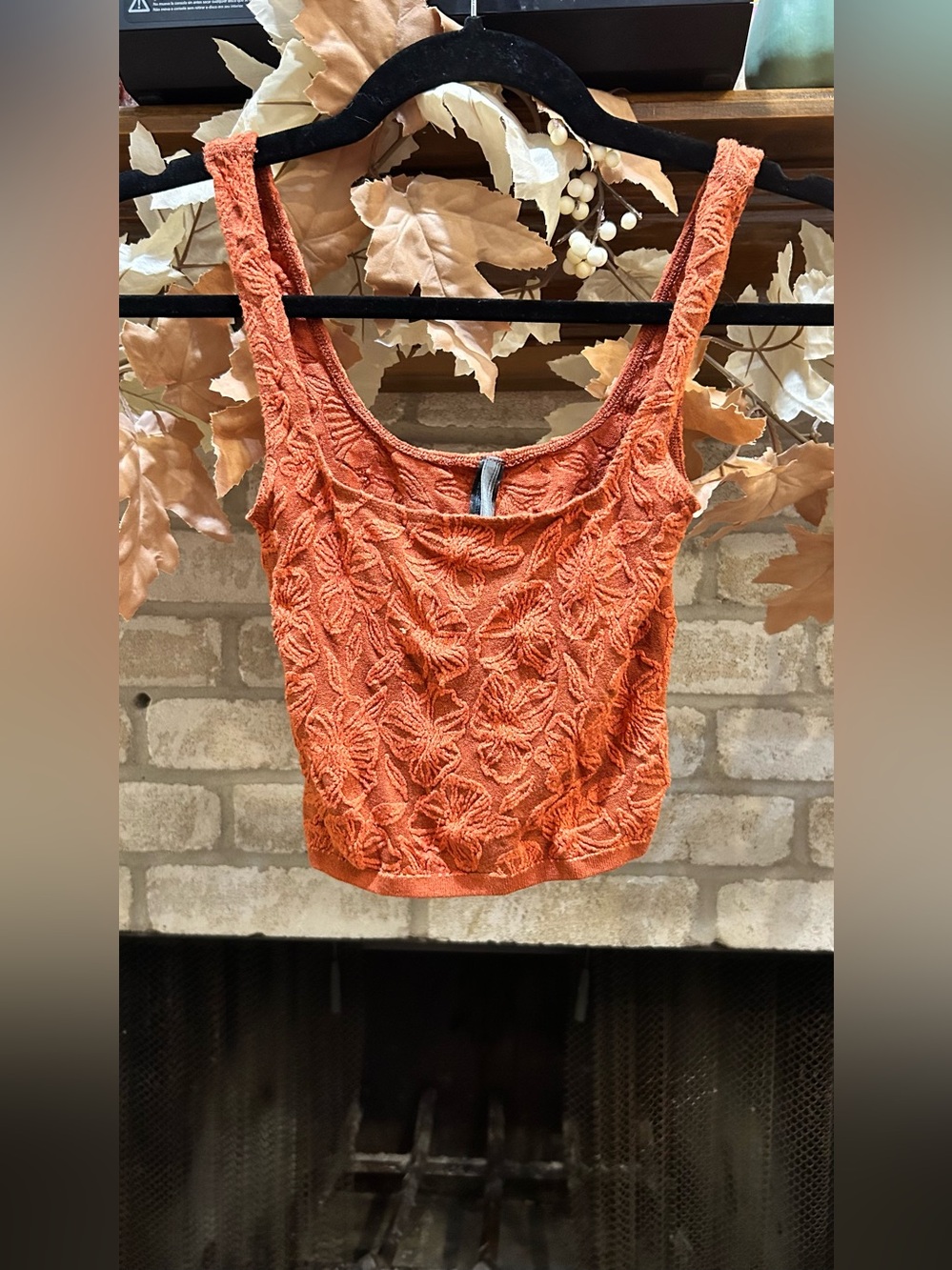 Anthropologie Burnt Orange Textured Knit Crop Tank EUC